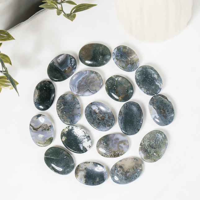 Moss Agate Worry Stones | Pocket Crystal | Thumb Stone