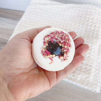 Smoky Quartz Bath Bomb with Dried Globe Amaranth