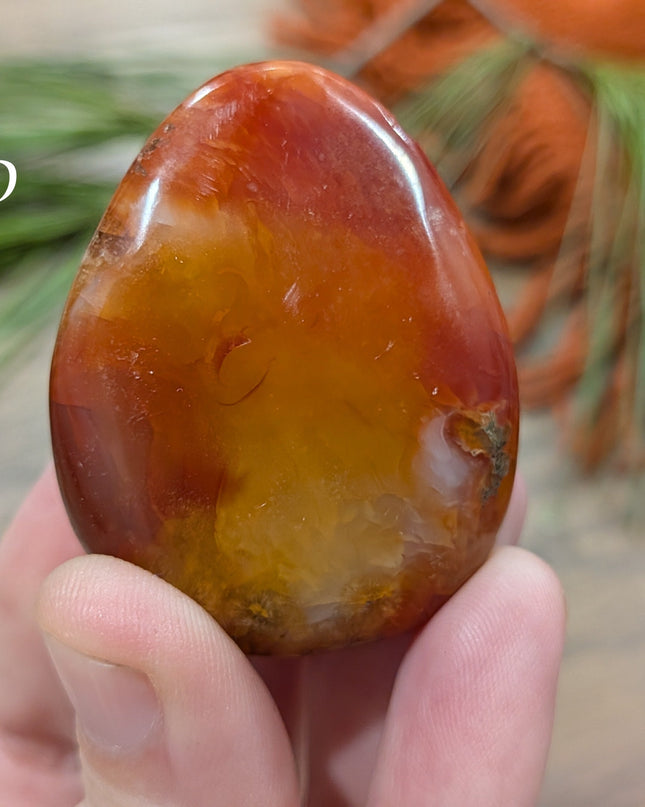 Orange Carnelian Palm Stones - Variant D