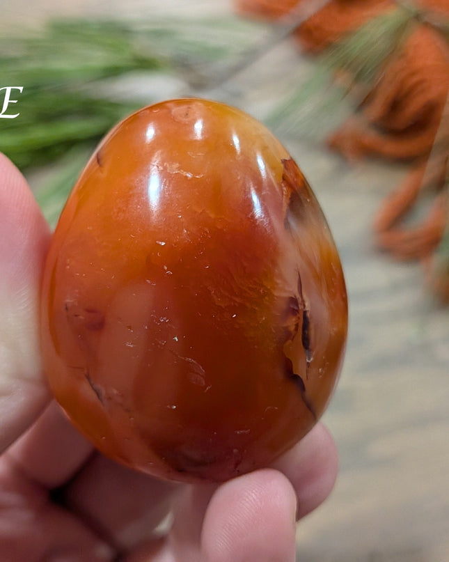 Orange Carnelian Palm Stones - Variant E