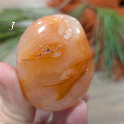 Orange Carnelian Palm Stones - Variant J