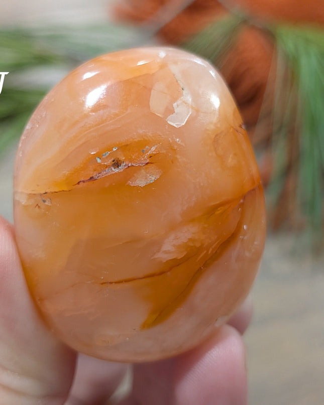 Orange Carnelian Palm Stones - Variant J