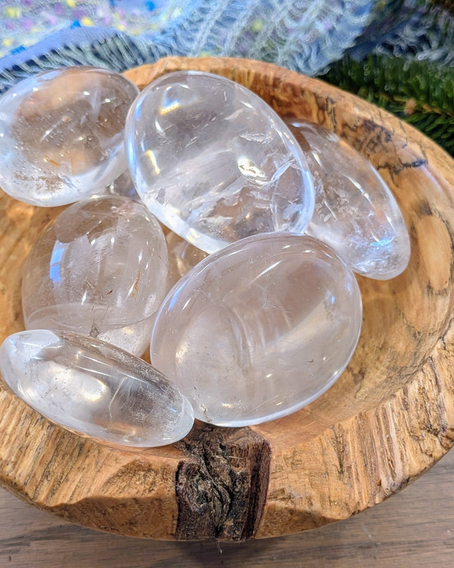 White, Clear Clear Quartz Palm Stones