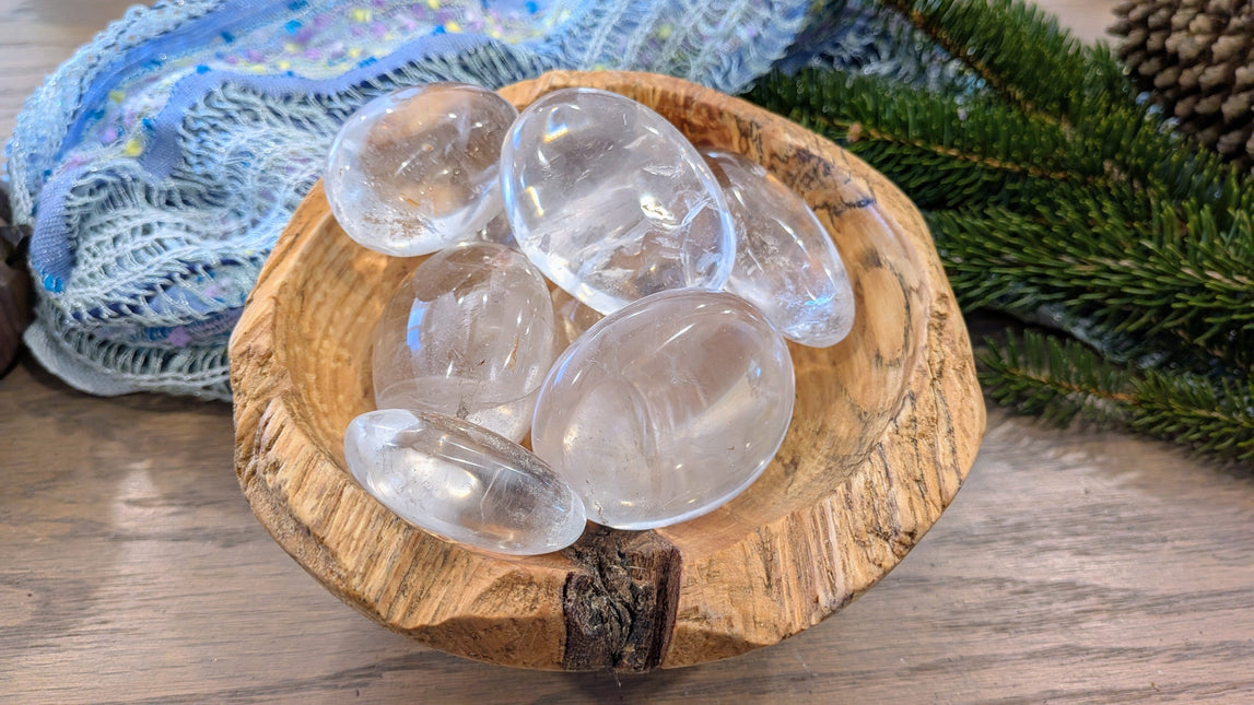 White, Clear Clear Quartz Palm Stones