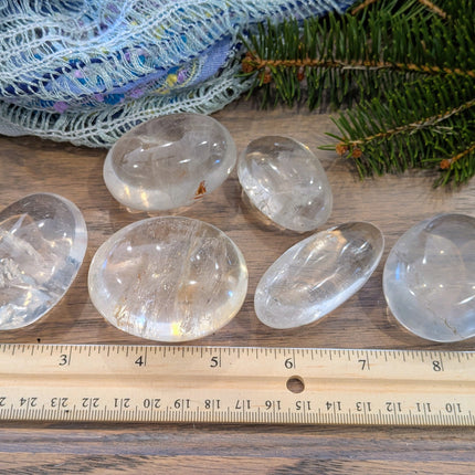 White, Clear Clear Quartz Palm Stones