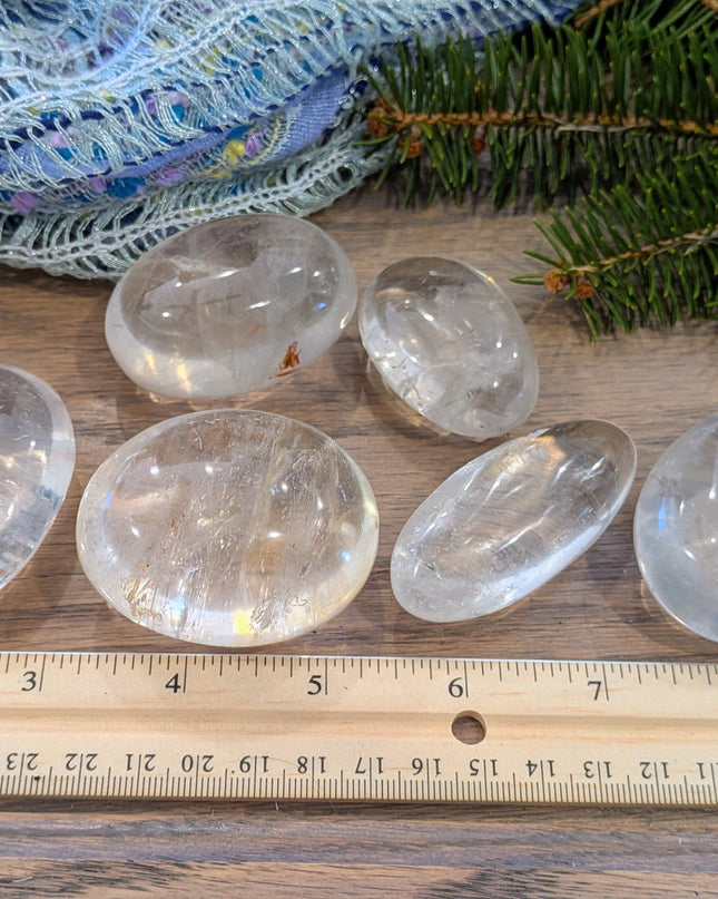 White, Clear Clear Quartz Palm Stones