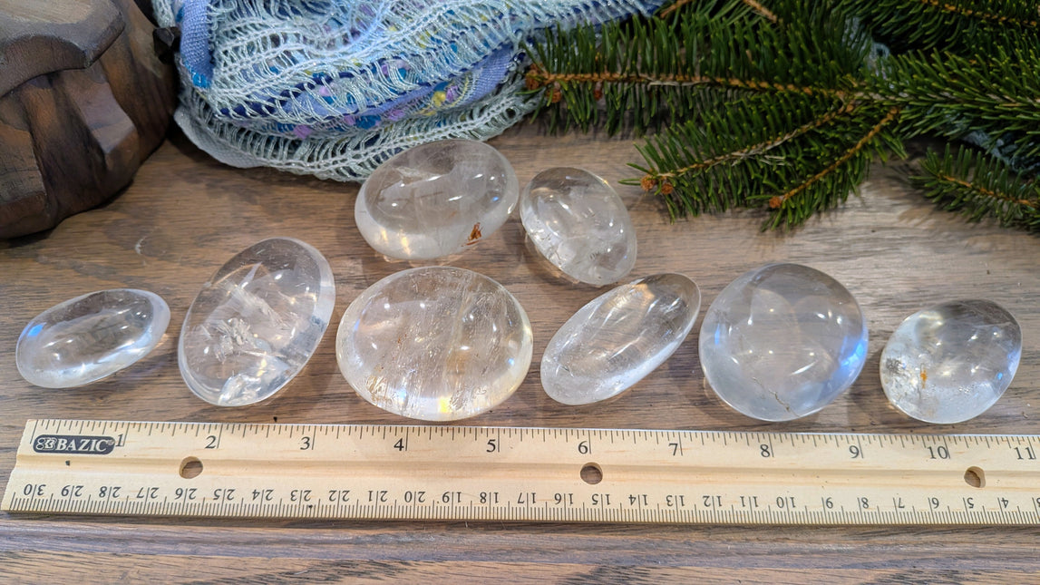 White, Clear Clear Quartz Palm Stones