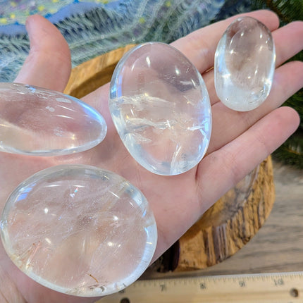 White, Clear Clear Quartz Palm Stones