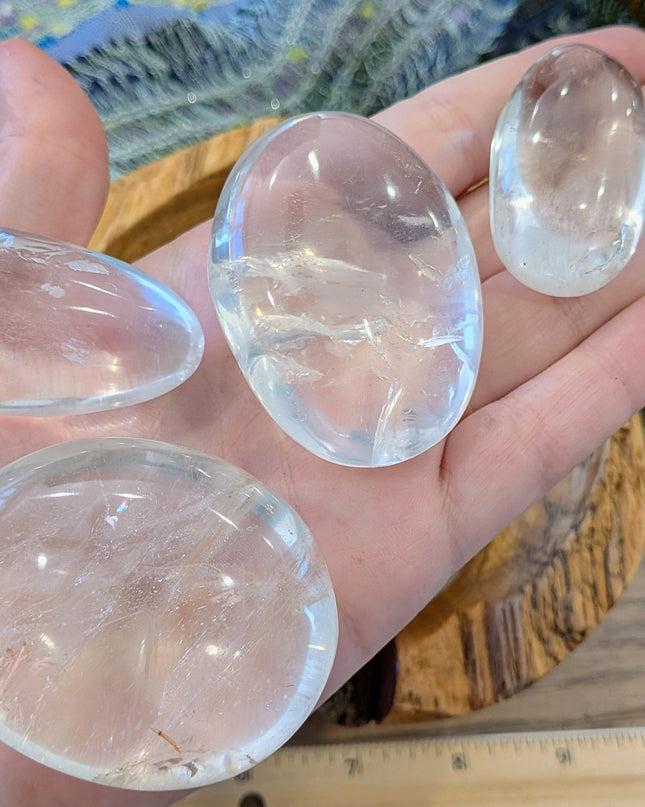 White, Clear Clear Quartz Palm Stones