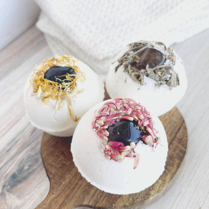 Smoky Quartz Bath Bomb with Dried Calendula