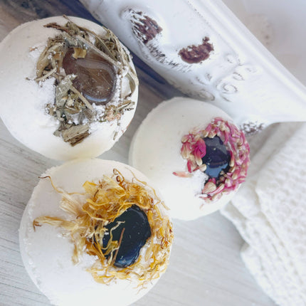 Smoky Quartz Bath Bomb with Dried Calendula