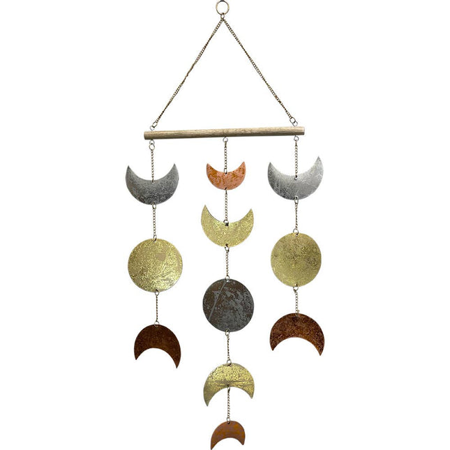Metal Wall Hanging Mobile - Moon Phases Tri - Colored