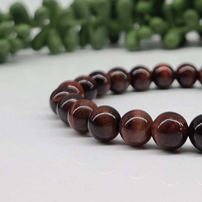 Red Tiger Eye Stretchable  Gemstone Bracelet 8mm Beads