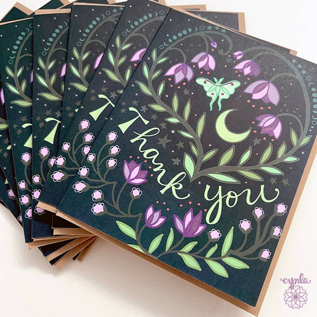 Thank you Luna Moth Flower Card