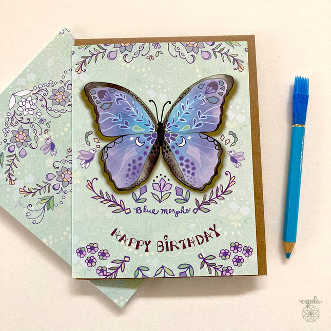 Happy Birthday Blue Morpho Butterfly Card