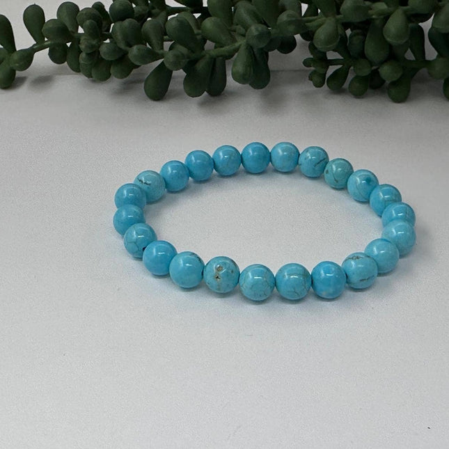 Turquoise Gemstone Stretchable Bracelet 8mm-7.5" Long