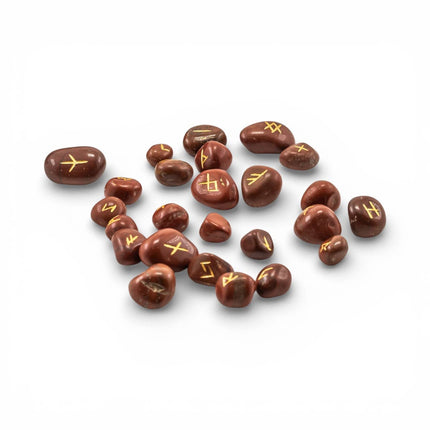 Red Jasper Gemstone Rune Sets With Velvet Bag