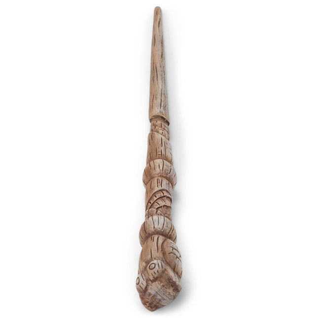 Wand - Handcrafted Woodgrain Brown Owl 13.75 Long