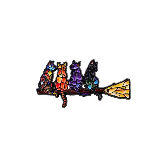 Enamel Pin, Cats on Broom
