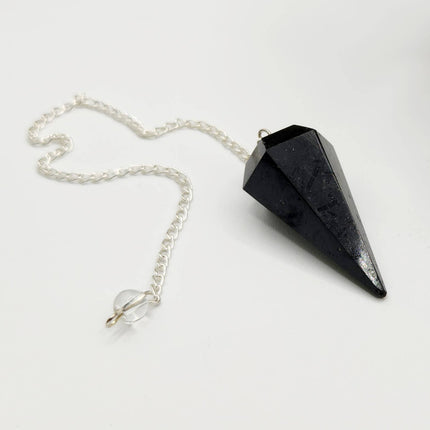 Black Tourmaline Pendulum Pendulum with Silver Plated Chain