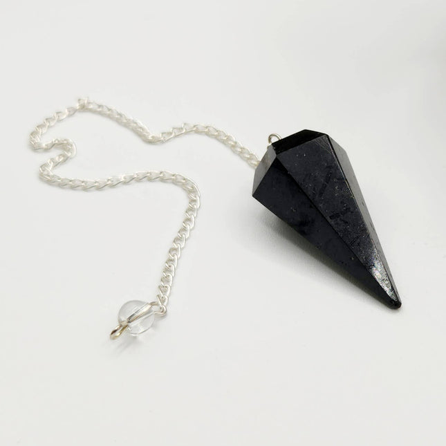 Black Tourmaline Pendulum Pendulum with Silver Plated Chain