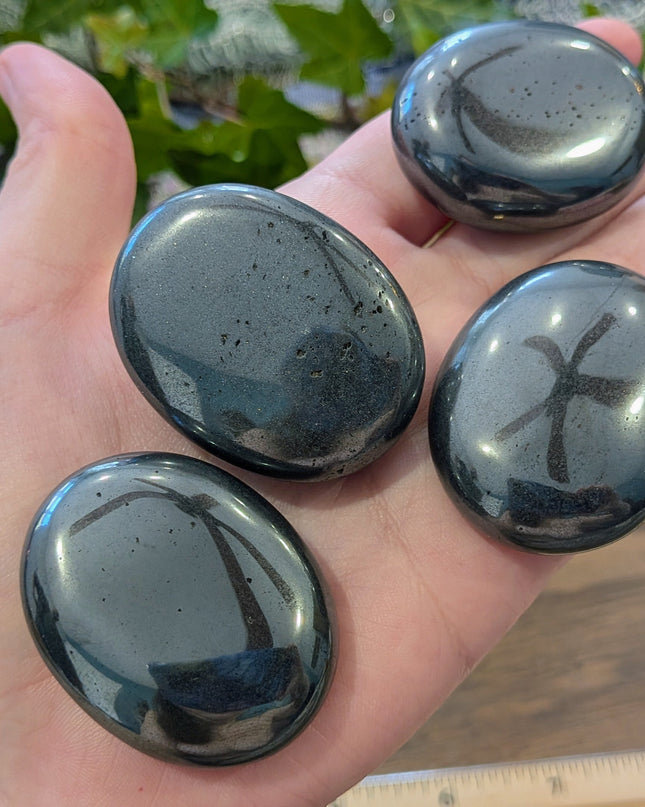 Grey Hematite Palm Stones