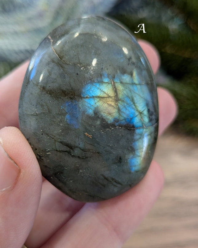 Blue, Green Labradorite Palm Stones - Variant A