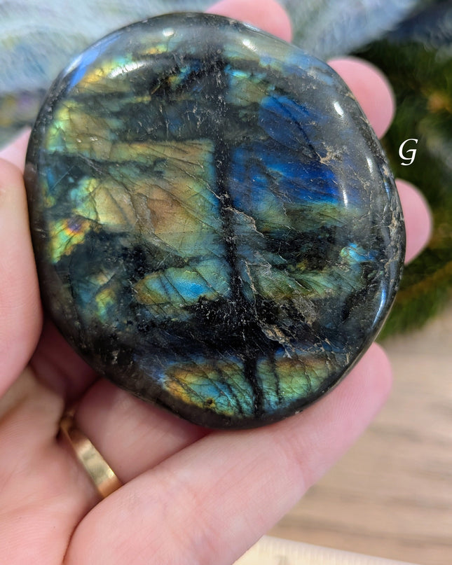 Blue, Green Labradorite Palm Stones - Variant G
