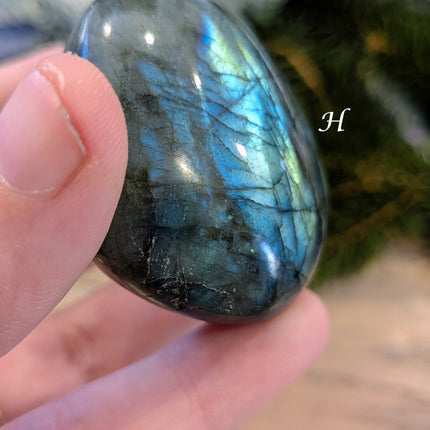 Blue, Green Labradorite Palm Stones - Variant H