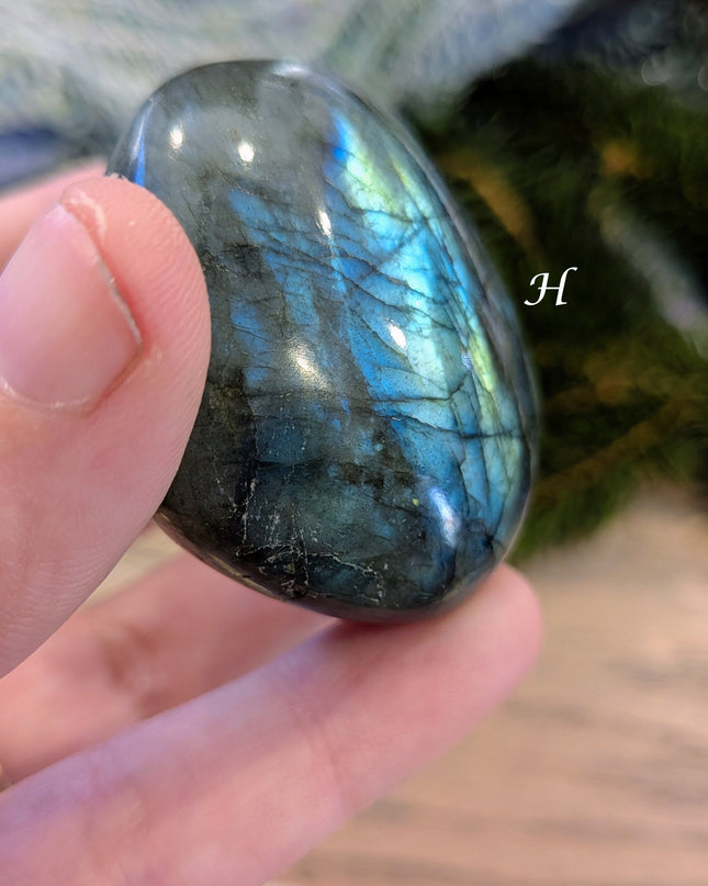 Blue, Green Labradorite Palm Stones - Variant H