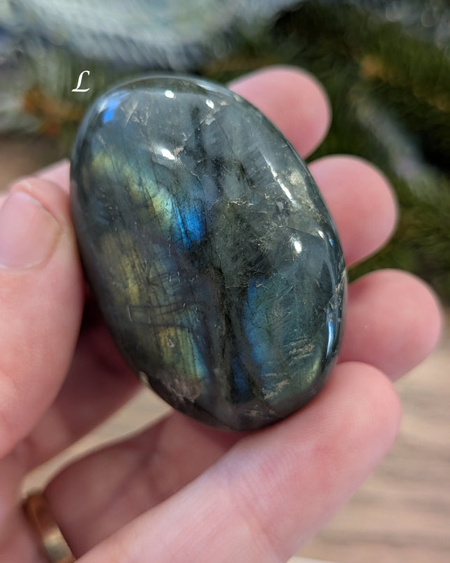 Blue, Green Labradorite Palm Stones - Variant L