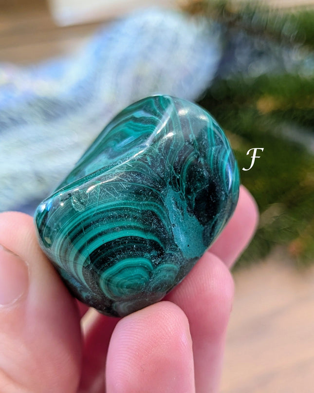 Green   Malachite Tumbled Stones - Variant F