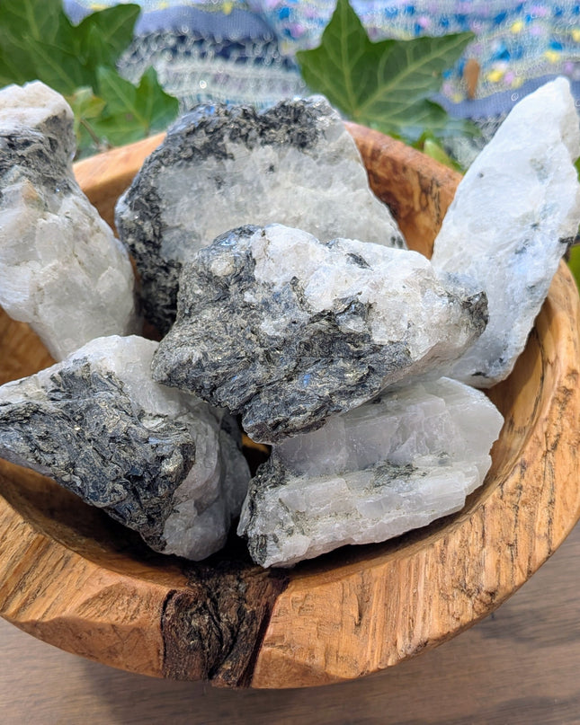 White, Black Rainbow Moonstone Rough Stones