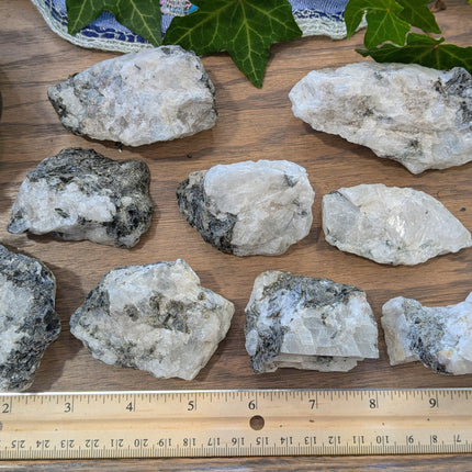 White, Black Rainbow Moonstone Rough Stones