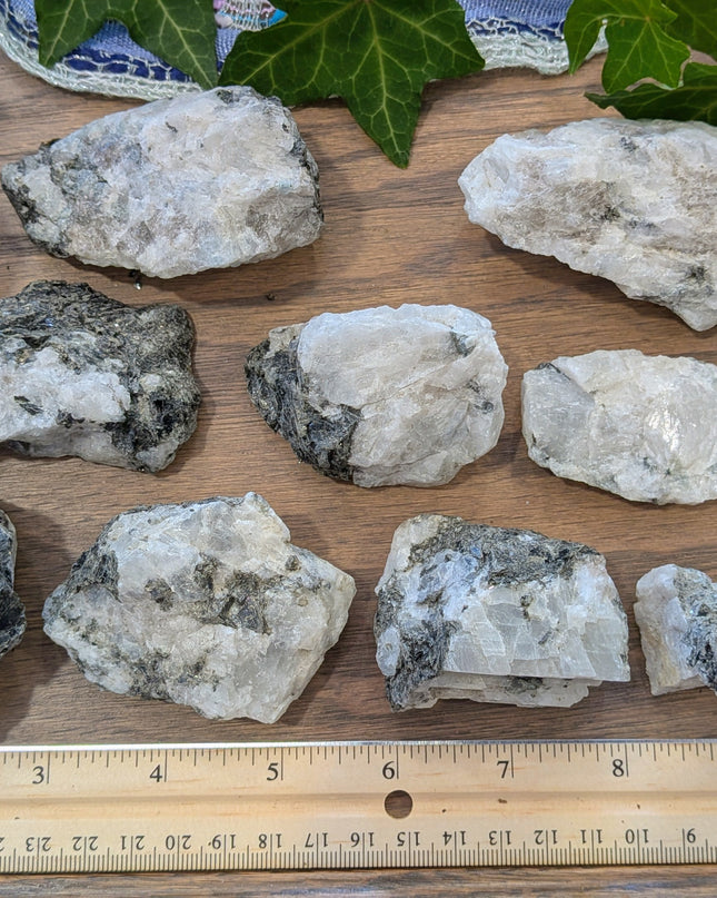 White, Black Rainbow Moonstone Rough Stones