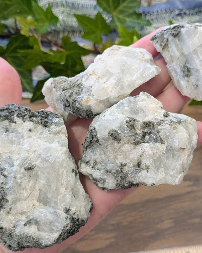 White, Black Rainbow Moonstone Rough Stones