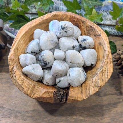 White, Black Rainbow Moonstone Tumbled Stones