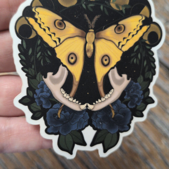 Yellow Moth and Bone Sticker