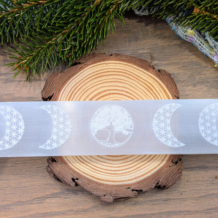 Selenite Charging Bar with Moon Phase & Tree of Life