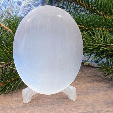 White, Clear Selenite Palm Stones