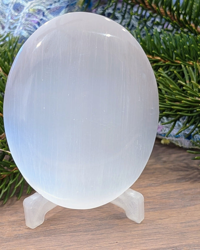 White, Clear Selenite Palm Stones