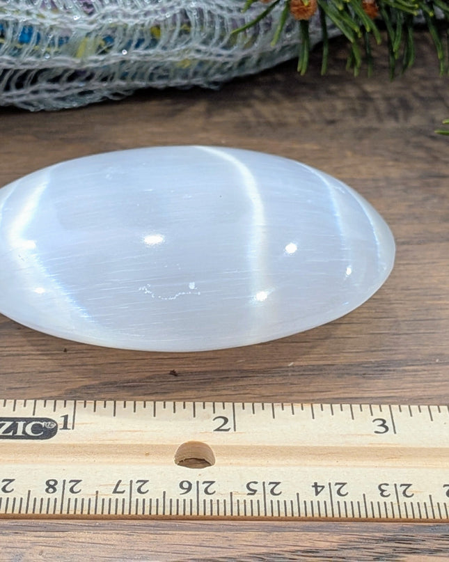 White, Clear Selenite Palm Stones