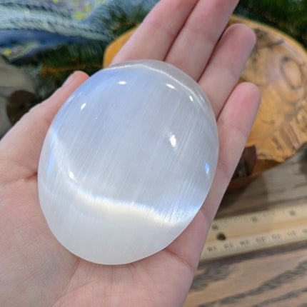 White, Clear Selenite Palm Stones