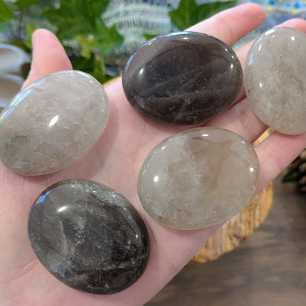 Grey Smoky Quartz Palm Stones