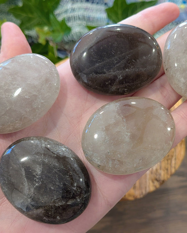 Grey Smoky Quartz Palm Stones