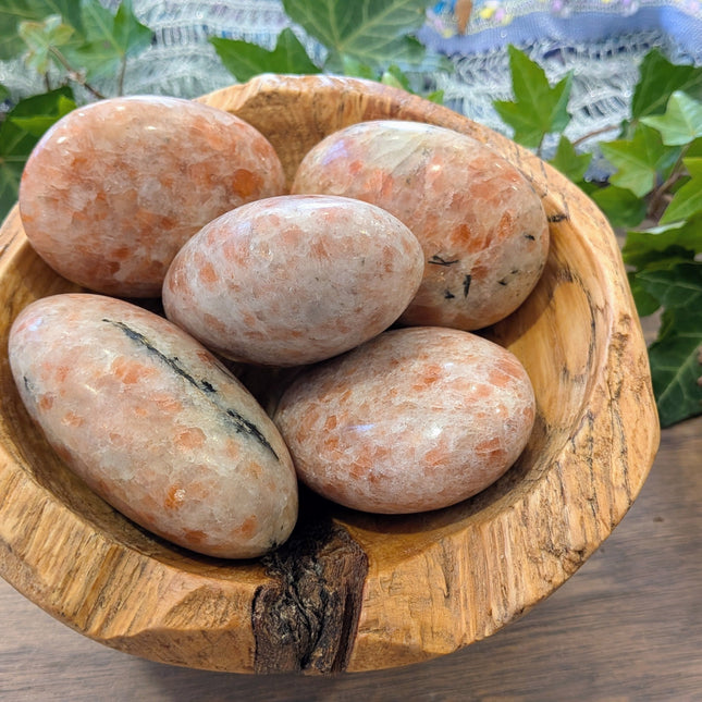 Orange, Pink Sunstone Palm Stones