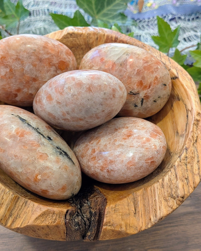 Orange, Pink Sunstone Palm Stones