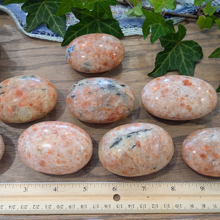 Orange, Pink Sunstone Palm Stones