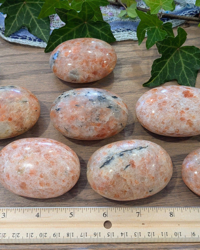 Orange, Pink Sunstone Palm Stones