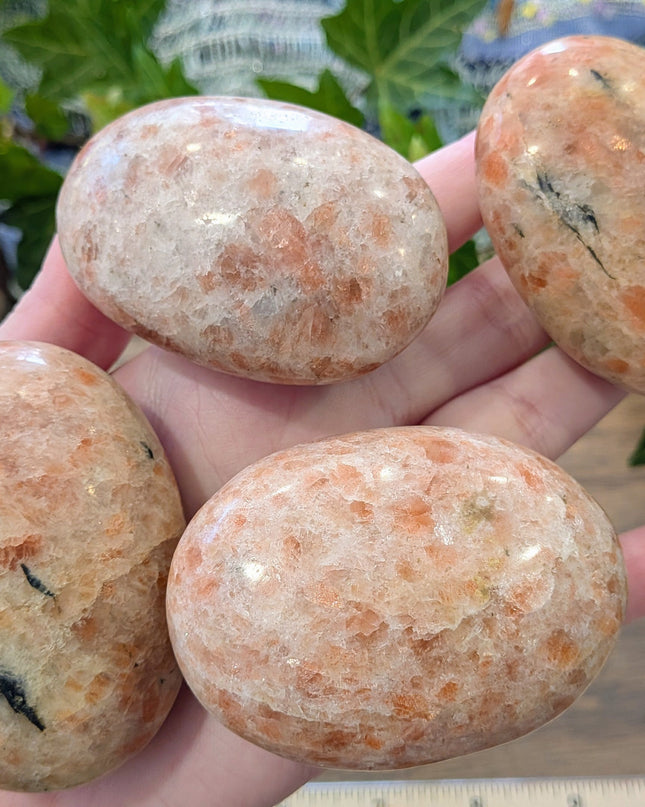 Orange, Pink Sunstone Palm Stones